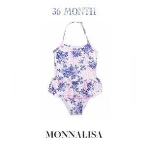 MONNALISA 36 month / 3t  Girls pink & Blue Floral Swimsuit